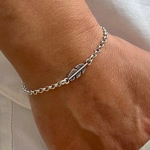 Silver Plated Feather Bracelet: Boho Charm Bracelet for Women