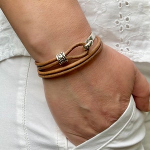 Womens Leather Bracelet Wrap Boho Bracelet Layered Leather Cord Bracelet Gift For Women image 1