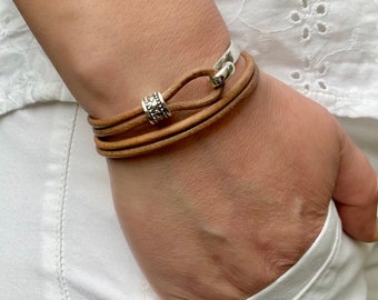 Women’s Leather Bracelet Wrap Boho Bracelet Layered Leather Cord Bracelet Gift For Women