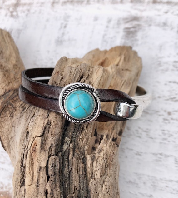 ●tow tow archive● Feverfew Leather Bead Bracelet Blue TBH5 5WBrwnSlvrBlu65_1200x1200.jpg?