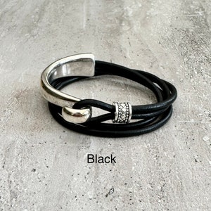Womens Leather Bracelet Wrap Boho Bracelet Layered Leather Cord Bracelet Gift For Women image 3
