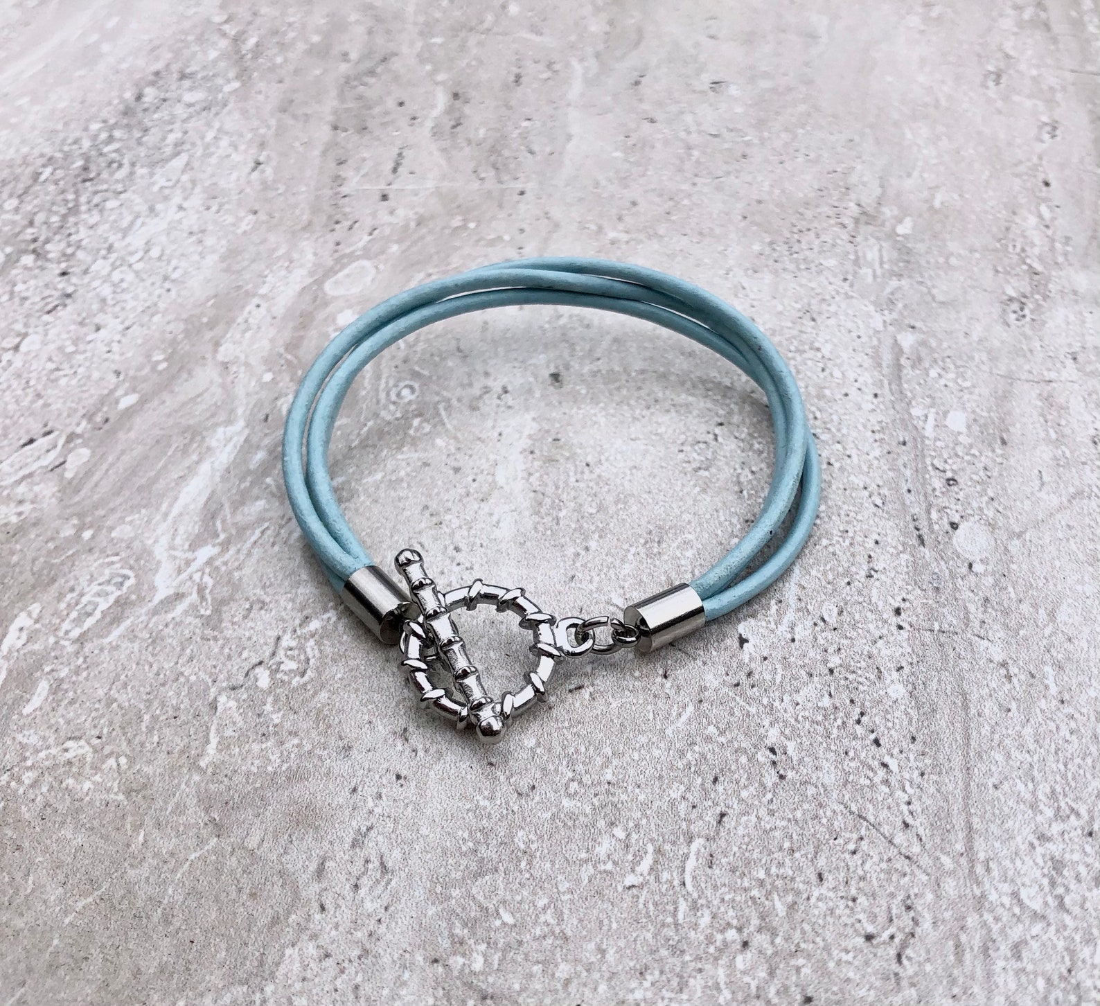 Womens Leather Bracelet Toggle Stainless Steel Clasp Etsy UK