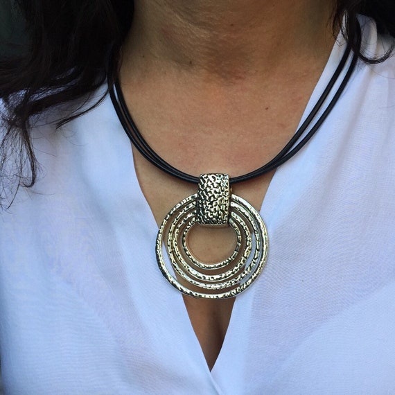 Women S Leather Necklace Pendant Black Boho - Black Leather Necklace With Pendant Women S Leather Necklace Pendant Black Boho - Black Leather Necklace With Pendant