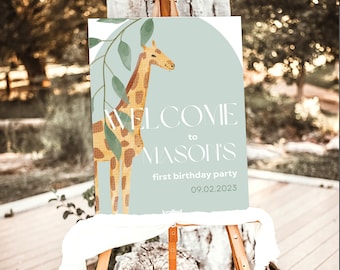 Wild One Birthday-welkomstbord – thema safaridieren (digitale download)