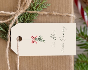 Maretak Vakantie Cadeaukaartjes - Getrouwde Kerst Matchende Tags - Individuele + Volledige Blad Tags - Kerstmis Tot Van Tags - Download Sjabloon