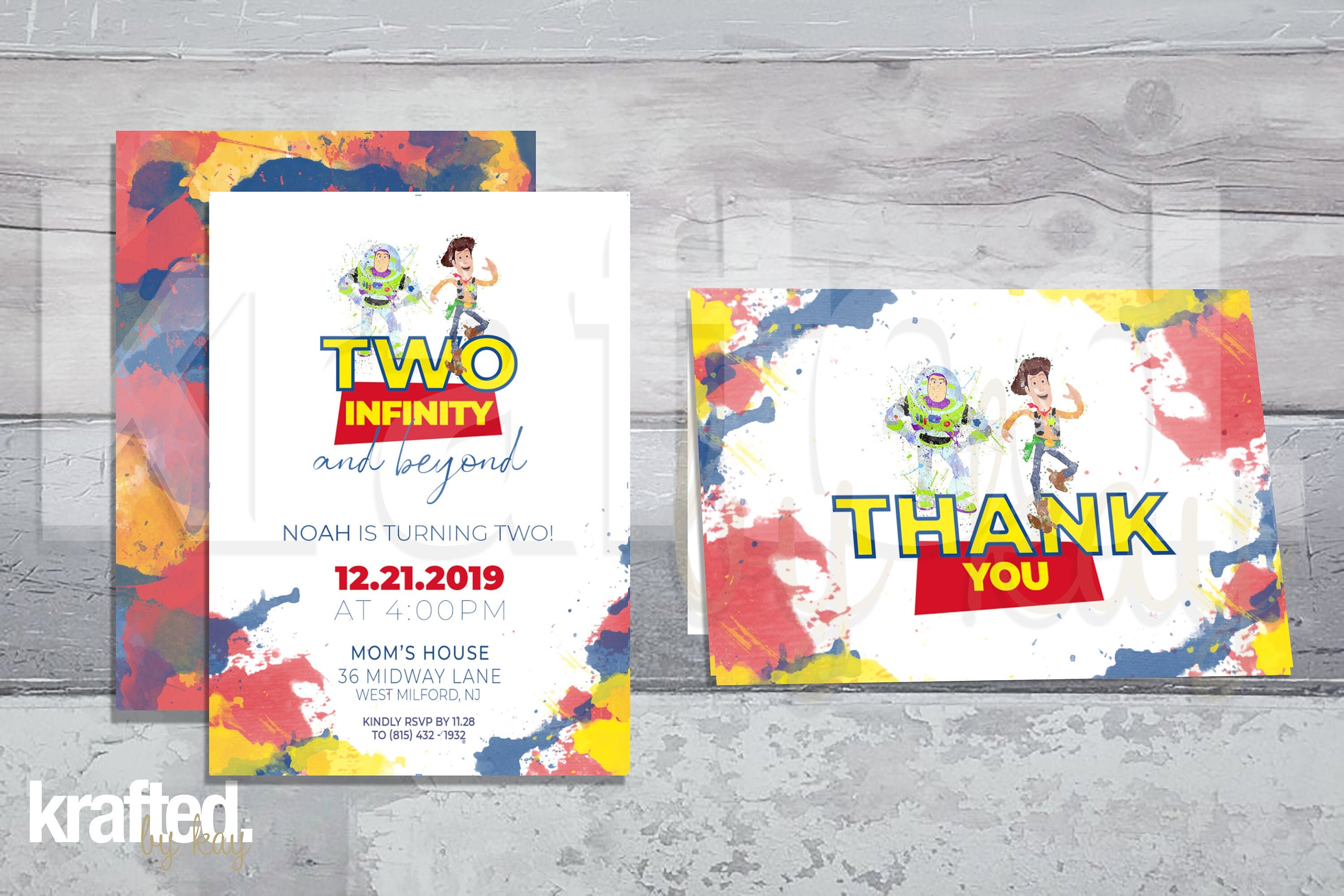 Lightyear Themed To Infinity and Beyond Birthday Party Invitation