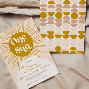 One in the Sun - First Birthday Party Invitation - Summer Theme Kids Party - DIY Edit Download Print Template