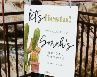 Cactus Fiesta Bridal Shower Welkomstbord – Boho Mexicaans thema (sjabloondownload)