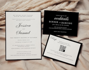 Black Tie-bruiloftsuitnodiging - elegante reactie (canvasjabloon)