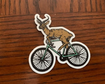 Antelope Sticker, Antelope on a Bike, Vinyl Sticker, Gift for Kid, Animal Sticker, Water Bottle Sticker, Laptop Decal, Scrapbooking