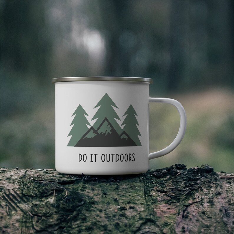 Hiking mug, Enamel Mug, Trail hiker, Backpacker Gift, Mountain Climber Mug, Camping Mug, Travel Mug, Forest Mug, Outdoor mug, Mountain Mug image 4