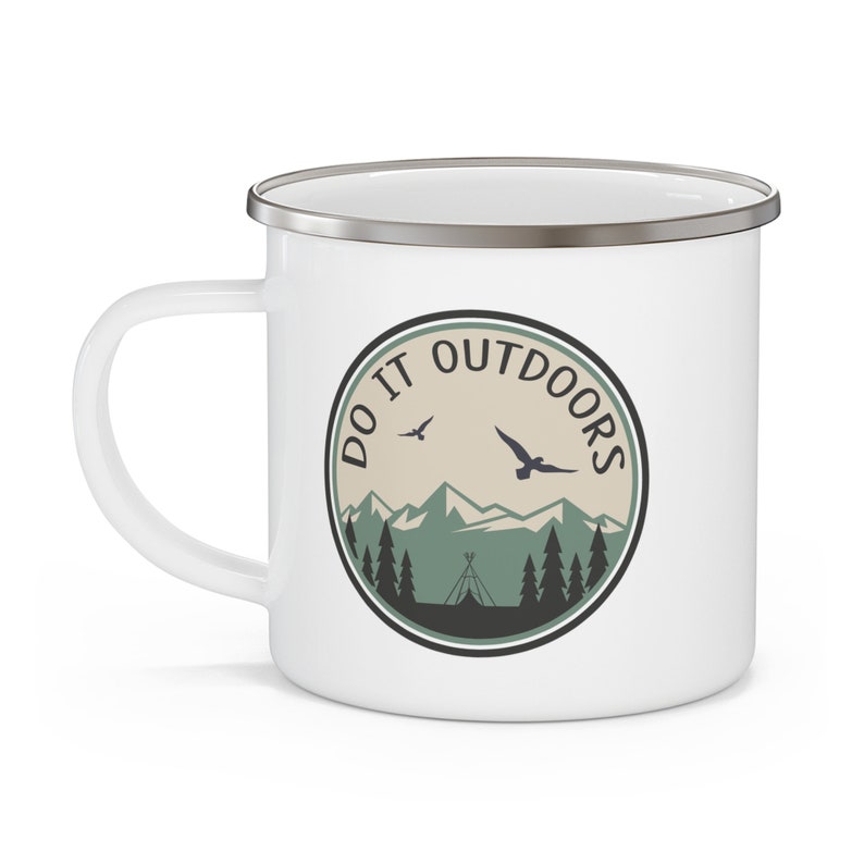 Hiking mug, Enamel Mug, Trail hiker, Backpacker Gift, Mountain Climber Mug, Camping Mug, Travel Mug, Forest Mug, Outdoor mug, Mountain Mug image 5