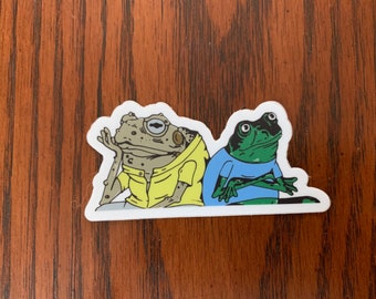 Frog Sticker, Toad Sticker, Frog & Toad, Vinyl Sticker, Die Cut Sticker, Amphibian Sticker, Water Bottle Sticker, Laptop Decal