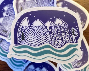 Mountain Adventure Sticker, Outdoor Vinyl Decal, Hiking Camping Nature Sticker