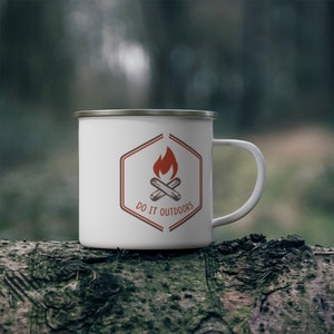 Hiking mug, Enamel Mug, Trail hiker, Backpacker Gift, Mountain Climber Mug, Camping Mug, Travel Mug, Forest Mug, Outdoor mug, Mountain Mug image 2