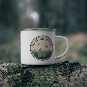 Hiking mug, Enamel Mug, Trail hiker, Backpacker Gift, Mountain Climber Mug, Camping Mug, Travel Mug, Forest Mug, Outdoor mug, Mountain Mug image 3