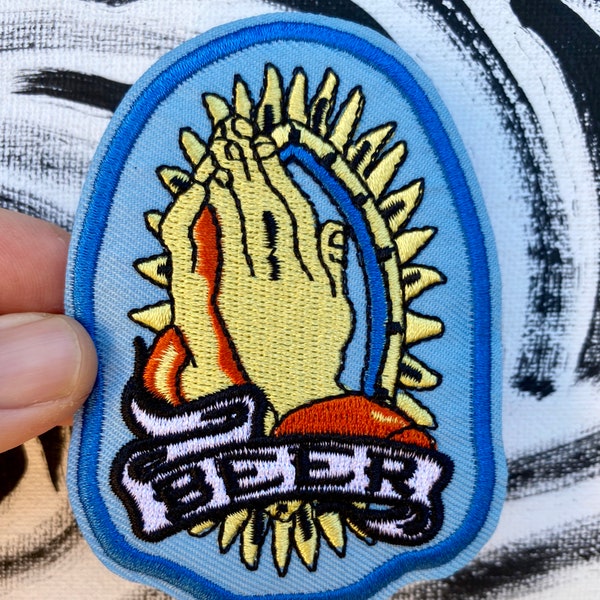 Embroidered Iron On Patch (Or) Sew On Patch + Beer + Craft Beer + Beer Patch + Beer Mug + Beer Pong + Beer Shirt + Barware +  Beer Glasses