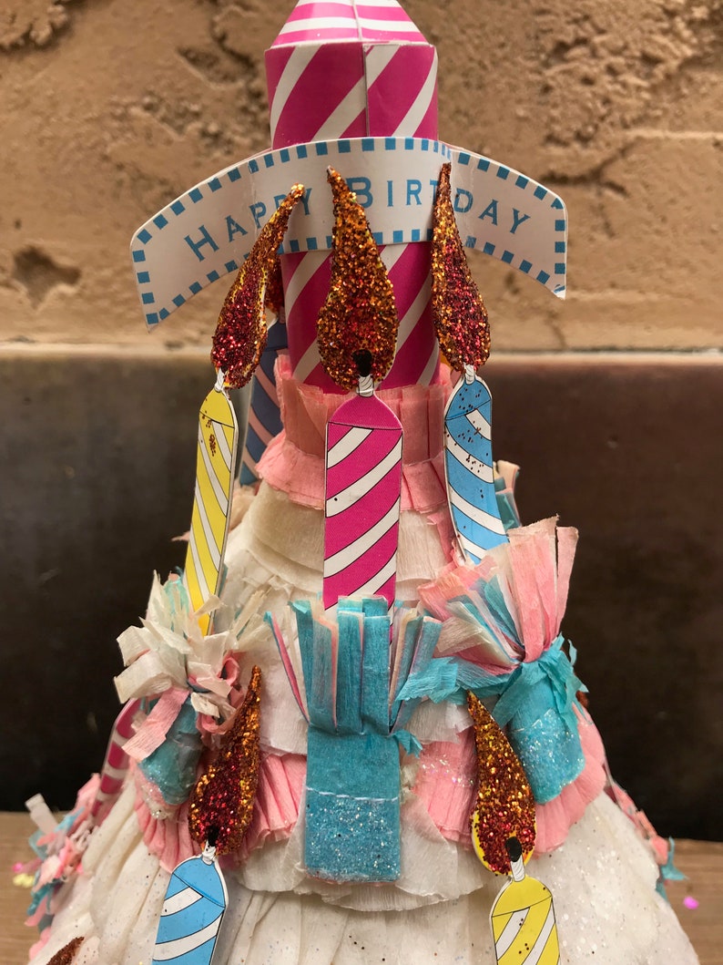 Handmade Vintage HAPPY BIRTHDAY Paper Party Hat