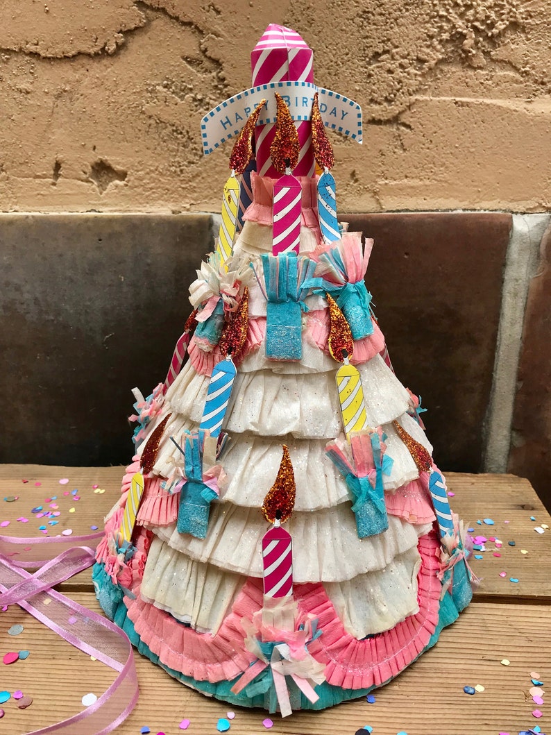 Handmade Vintage HAPPY BIRTHDAY Paper Party Hat