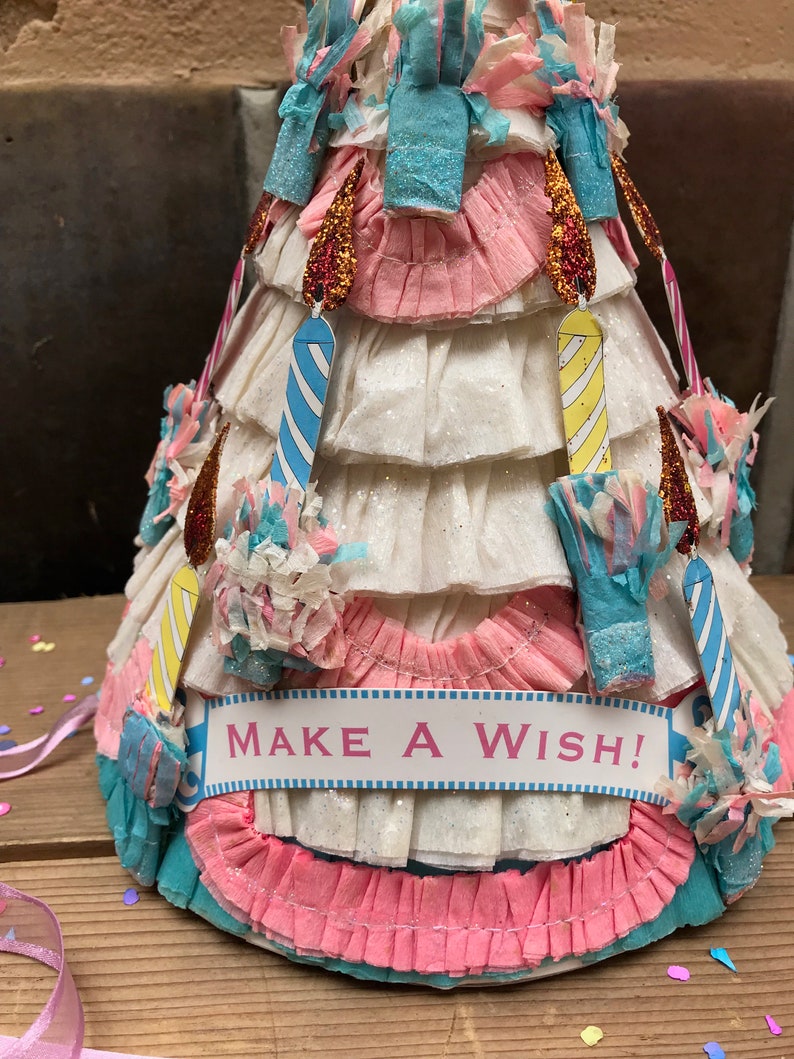 Handmade Vintage HAPPY BIRTHDAY Paper Party Hat