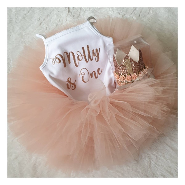 1st Birthday Cakesmash outfit, Rose Gold,  Tutu outfit, tutu dress, babys birthday, personalised birthday outfit, tutu