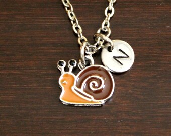 Brown Snail Necklace - Snail Gift - Snail Lover - Snail Jewelry - Snail Charm - Slug Necklace - Colored Enamel Charm - Color Snail - I/B/H