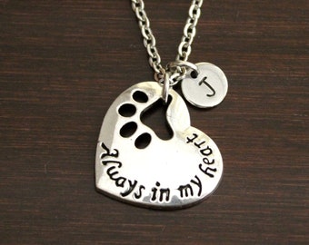 Always in My Heart Necklace - Pet Memorial Necklace - Dog Memorial - Cat Memorial - Furry Friend Memory - Pet Remember - Paw Jewelry - I/B