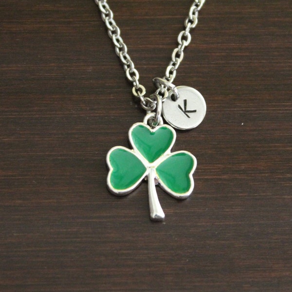 Shamrock Green Necklace-Clover Necklace-Irish Necklace-Irish Jewelry-Ireland Necklace-4 Leaf Clover Jewelry-Four Leaf Clover- I/B/H