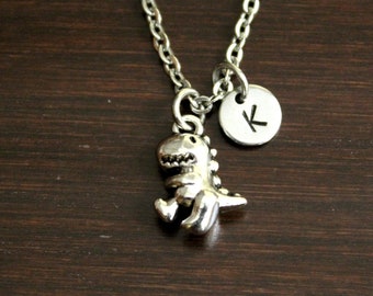 Dinosaur Necklace - Cute Dino Jewelry - Cute T-Rex - Tyrannosaurus Dinosaur Jewelry - Dinosaur Gift - Dinosaur Lover - Dinosaur Charm-I/B/H