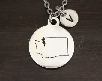 Washington Necklace-WA Necklace-Washington Jewelry-WA Jewelry-Washington Lover-Washington State-State Necklace-Home Necklace-US State-I/B/H