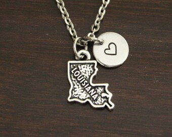 Louisiana Necklace - LA Necklace - Louisiana Jewelry - LA Jewelry - Louisiana Lover - State Necklace - Home Necklace - US State -I/B/H