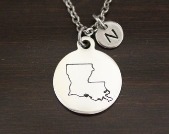 Louisiana Necklace - LA Necklace - Louisiana Jewelry - LA Jewelry - Louisiana Lover - State Necklace - Home Necklace - US State -I/B/H