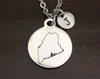 Maine Necklace - ME Necklace - Maine Jewelry - ME Jewelry - Maine Charm - Maine Lover - State Necklace - Home Necklace - US State - I/B/H