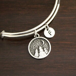Pine Tree Bangle Bracelet - Forest Gift - Woods Gift - Nature Lover - Woodland Bangle - Hiker Jewelry - Wanderer - Boho - I/B/H