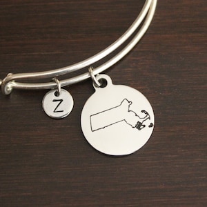 Massachusetts Bangle - Massachusetts Jewelry - Massachusetts Lover - MA Bangle - MA Jewelry - Home - State Bangle - US State Bangle - I/B/H