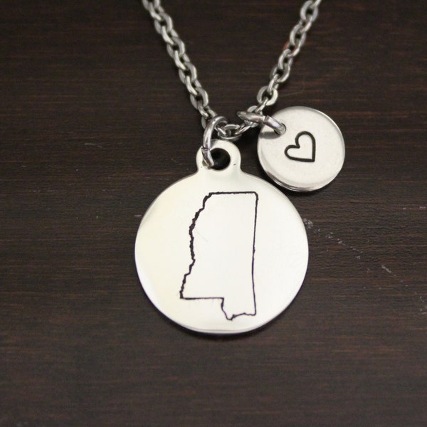 Mississippi Necklace-MS Necklace-Mississippi Jewelry-MS Jewelry-Mississippi Lover-Mississippi-State Necklace-Home Necklace-US State-I/B/H