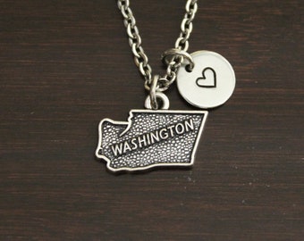 Washington Necklace-WA Necklace-Washington Jewelry-WA Jewelry-Washington Lover-Washington State-State Necklace-Home Necklace-US State-I/B/H