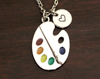 Colored Paint Palette Necklace-Paint Palette Jewelry-Painter Necklace-Art Teacher Jewelry-Art Necklace-Artist Necklace-Artist Jewelry-I/B/H