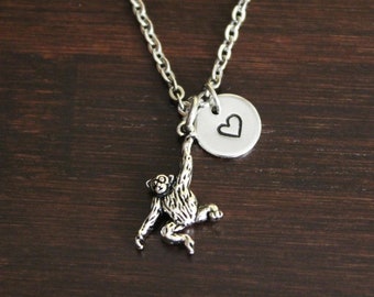 Hanging Monkey DAINTY Necklace - Monkey Gift - Monkey Lover - Orangutan - Ape Lover - Ape Necklace - Chimp Necklace - Primate Necklace-I/B/H