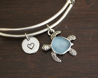 Turtle Bangle Bracelet - Sea Turtle Jewelry - Animal Lover Gift- Beach Gift - Sea Gift - Ocean Gift - Aquatic Gift - Blue Original- I/B/H