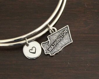 Washington Bangle - Washington Jewelry - Washington Lover- WA Bangle- WA Jewelry - State Bangle - State Jewelry - US State Bangle - I/B/H