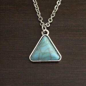 Turquoise Triangle Necklace - Turquoise Jewelry - Bohemian Boho Jewelry - Hippie Jewelry - Turquoise Pendant - Triangle Pendant Necklace