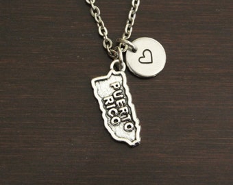 Puerto Rico Necklace - PR Necklace - Puerto RIco Jewelry - PR Jewelry - Puerto Rico Lover - Country Necklace - Home Necklace-US State-I/B/H