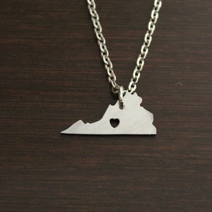 Virginia Necklace - VA Necklace - Virginia Jewelry - VA Jewelry - Virginia Lover-Virginia State-State Necklace-Home Necklace-US State-I/B/H