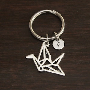 Crane Key Ring/ Keychain / Zipper Pull - Crane Lover - Crane Gift - Bird Crane Keychain - Paper Crane - Folded Crane - Origami Crane - I/B/H