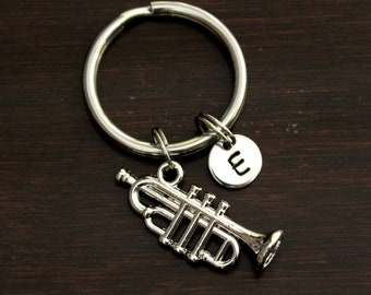 Trumpet Key Ring/ Keychain / Zipper Pull - Trumpet Keychain - Trumpet - Music Teacher Gift - Music Gift - Band Keychain - I/B/H