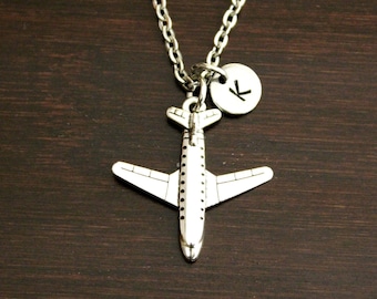 Airplane Necklace - Airplane Jewelry - Pilot Necklace - Flight Attendant Necklace-Air Traffic Control Necklace-Plane Necklace - I/B/H Dots