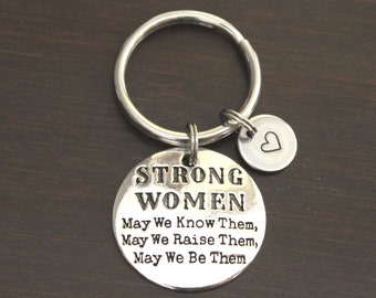 Strong Women. Know Raise BE Key Ring/ Keychain / Zipper Pull - Inspirational Keychain - Strong Women Saying - Motivational Saying - I/B/H