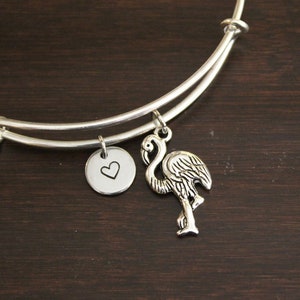 Flamingo Bangle Bracelet - Flamingo Jewelry - Pink Flamingo Lover - Animal Lover Gift - Bird Gift - Bird Lover Gift - Wading Bird Gift-I/B/H