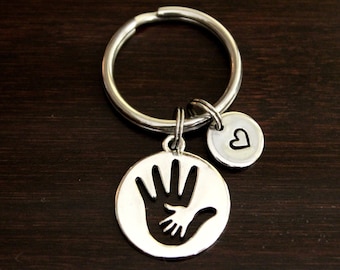 Hand in Hand Key Ring/ Keychain / Zipper Pull - Counselor - Guardian - I Love You - Mother and Child - Foster Parent - Holding Hands - I/B/H